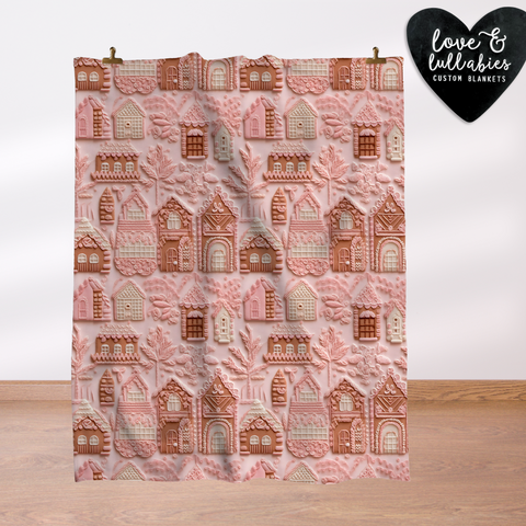 Pink Icing Village Single Layer Luxe Blanket