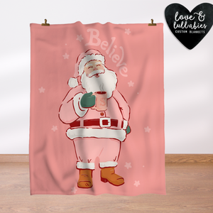 Pink Santa Single Layer Luxe Blanket