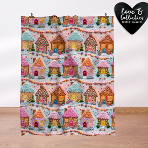 Gingerbread Houses Single Layer Luxe Blanket