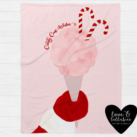 Candy Cane Wishes Pink Single Layer Luxe Blanket