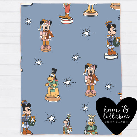 Blue Mickey and Friends Single Layer Luxe Blanket