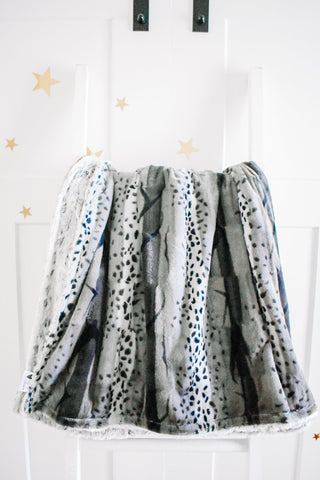 Silky Snow Leopard Stripe Double Luxe Throw Blanket