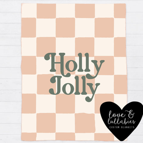 Holly Jolly Check Single Layer Luxe Blanket