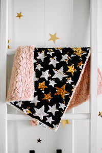 Blush Sequin Stars Small Lovey Blanket