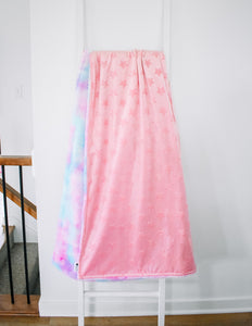 Blush Embossed Stars Unicorn Tie Dye Ultra Luxe Throw Blanket