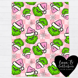 Grinch Check Single Layer Luxe Blanket
