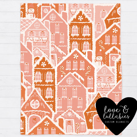 Gingerbread Houses Single Layer Luxe Blanket